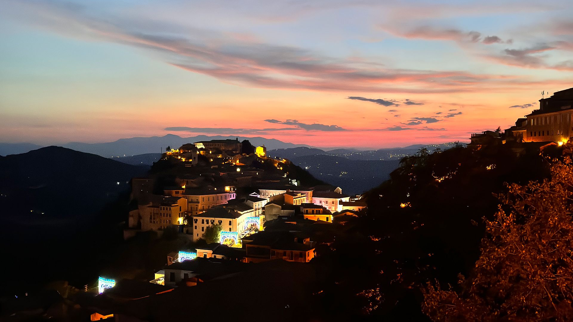 Hillside Village at Sunset of Arpino