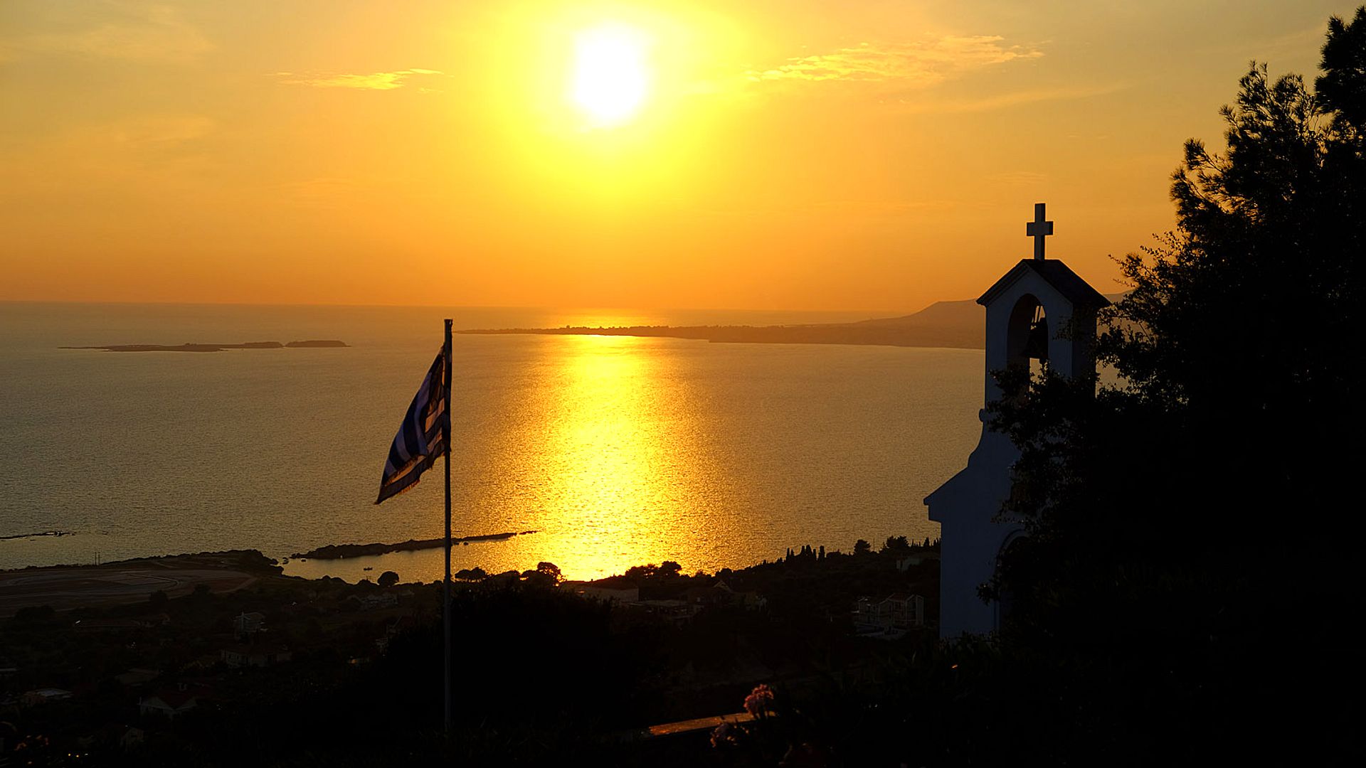 Greek sunset on the sea