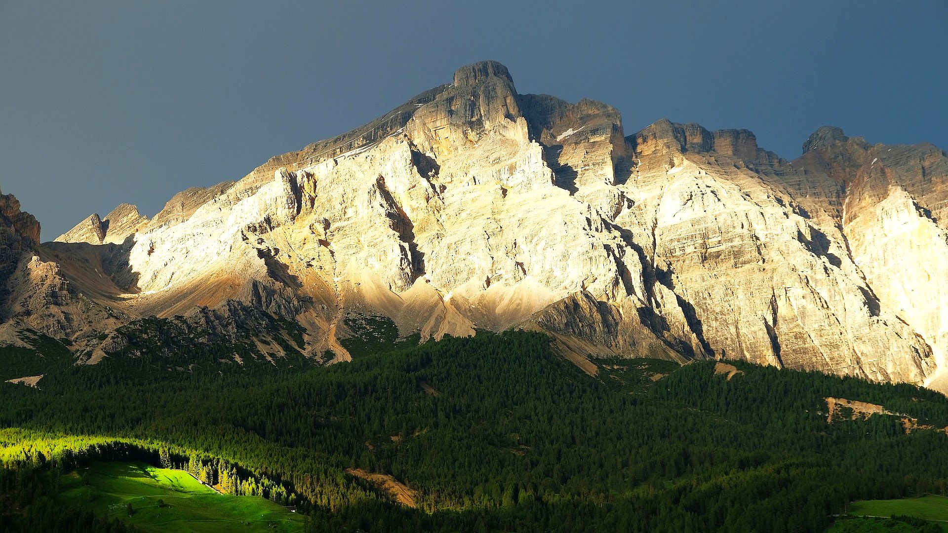 Mountains lit by the sun