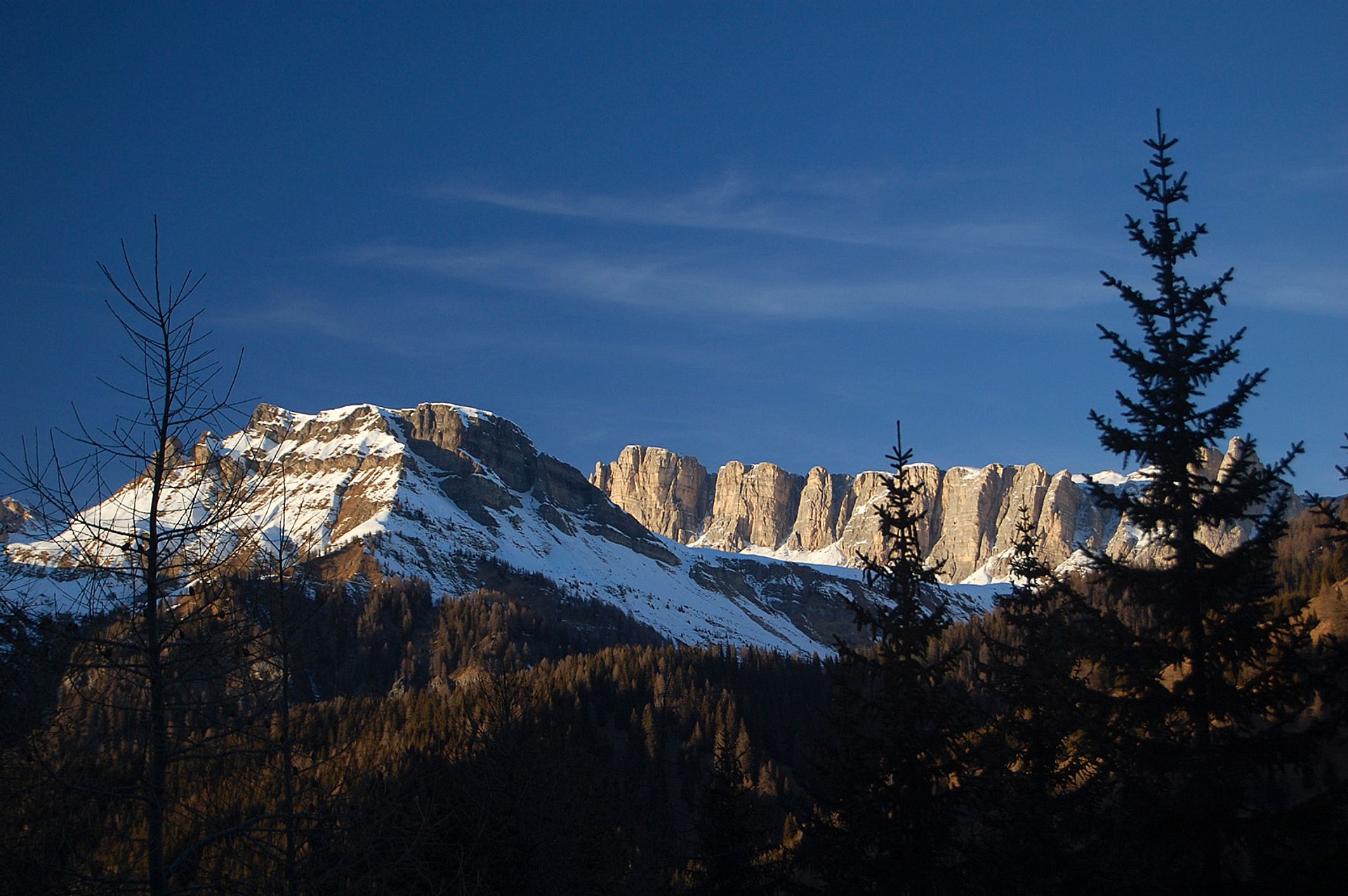 Snow-capped peaks at sunset