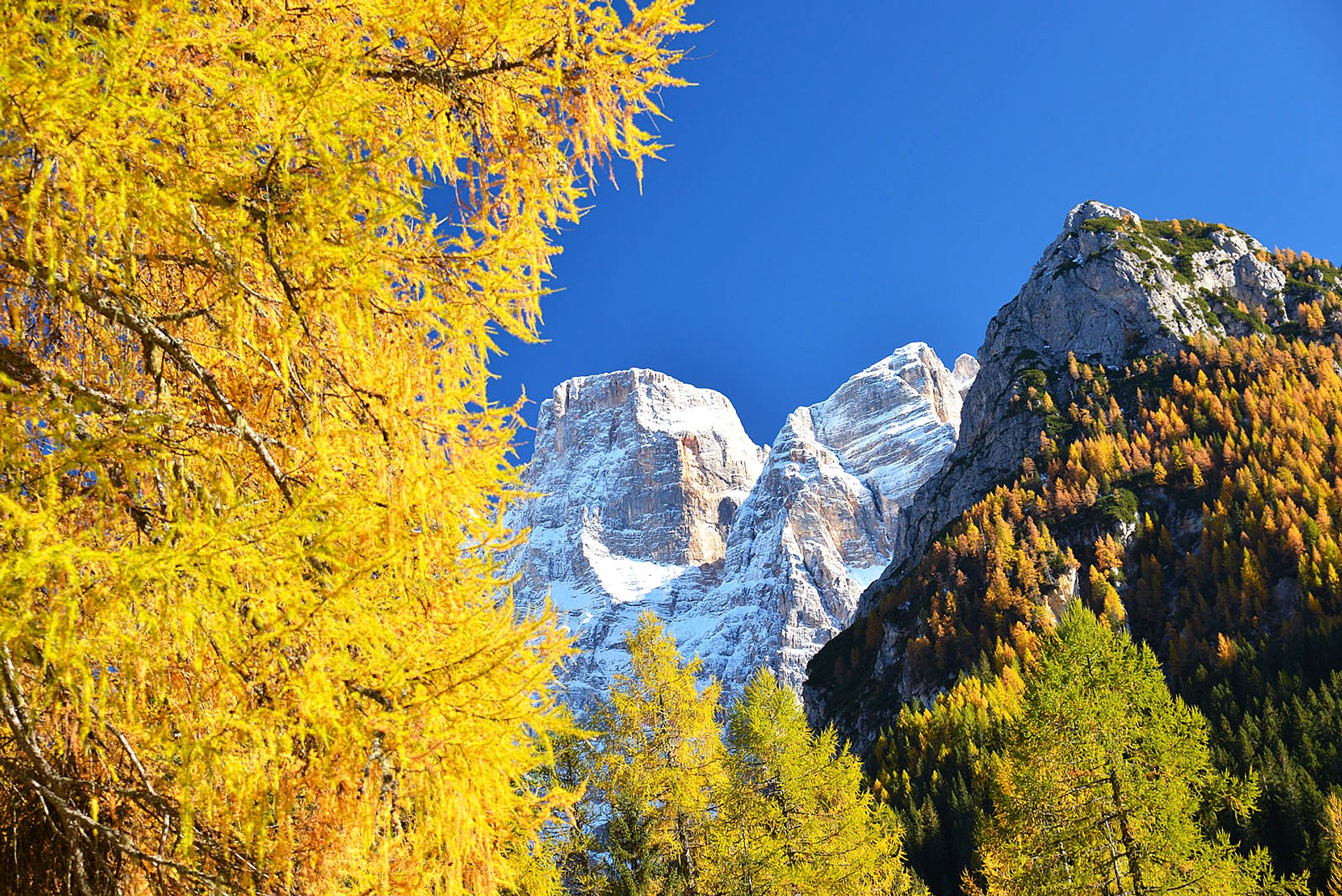 Mountains among autumn colors