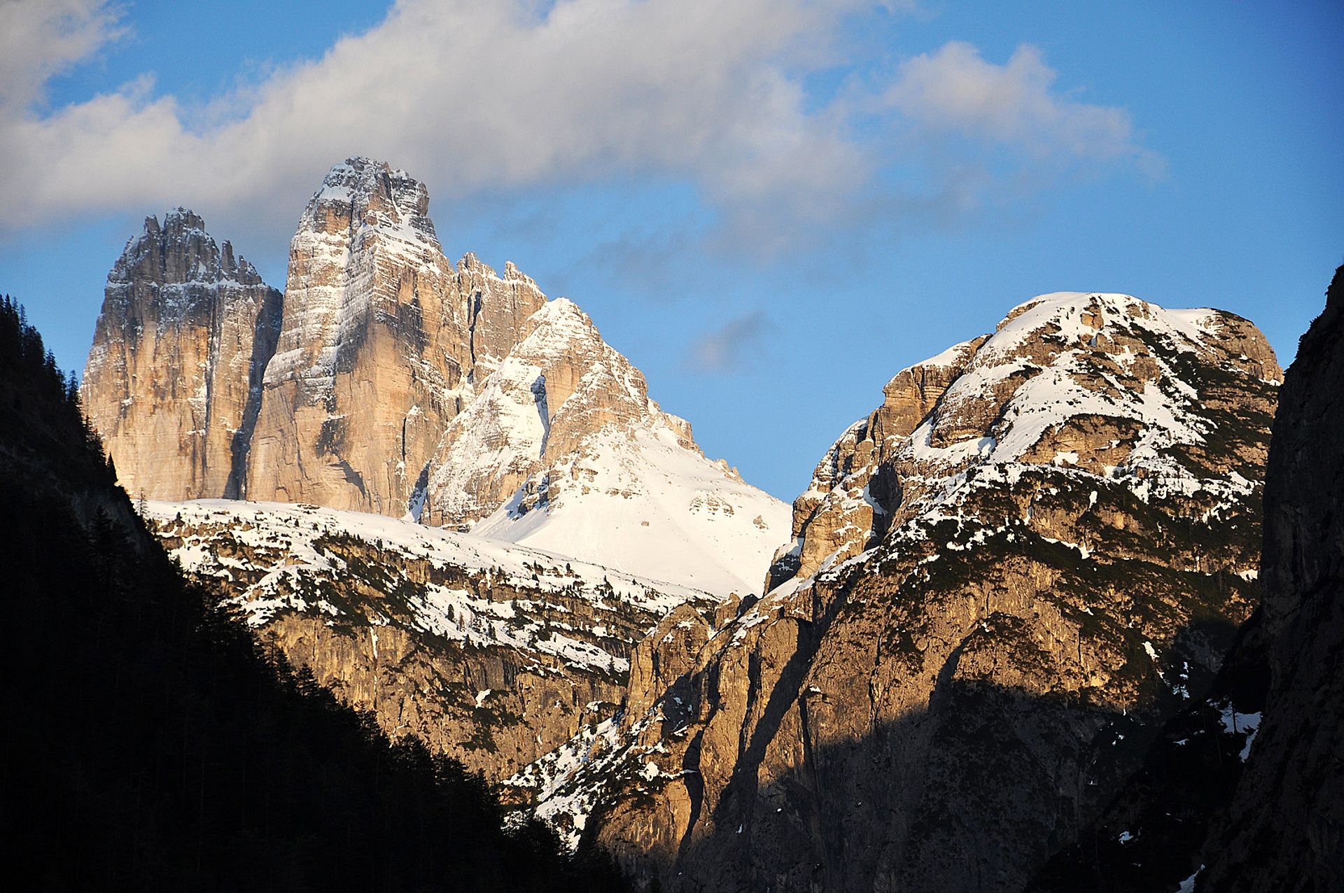 Snow-capped peaks of the Dolomites