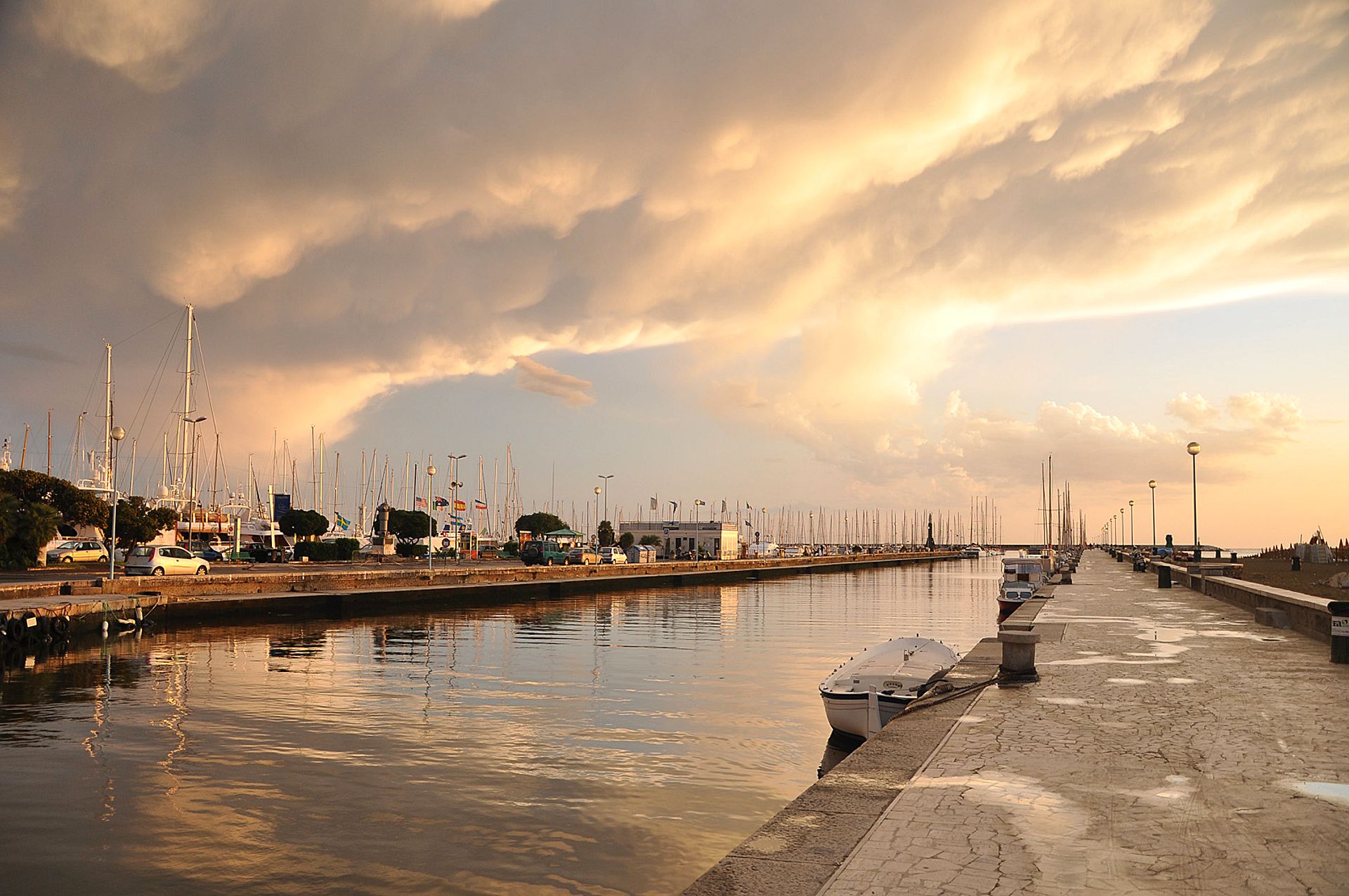 Sunset on the canal port