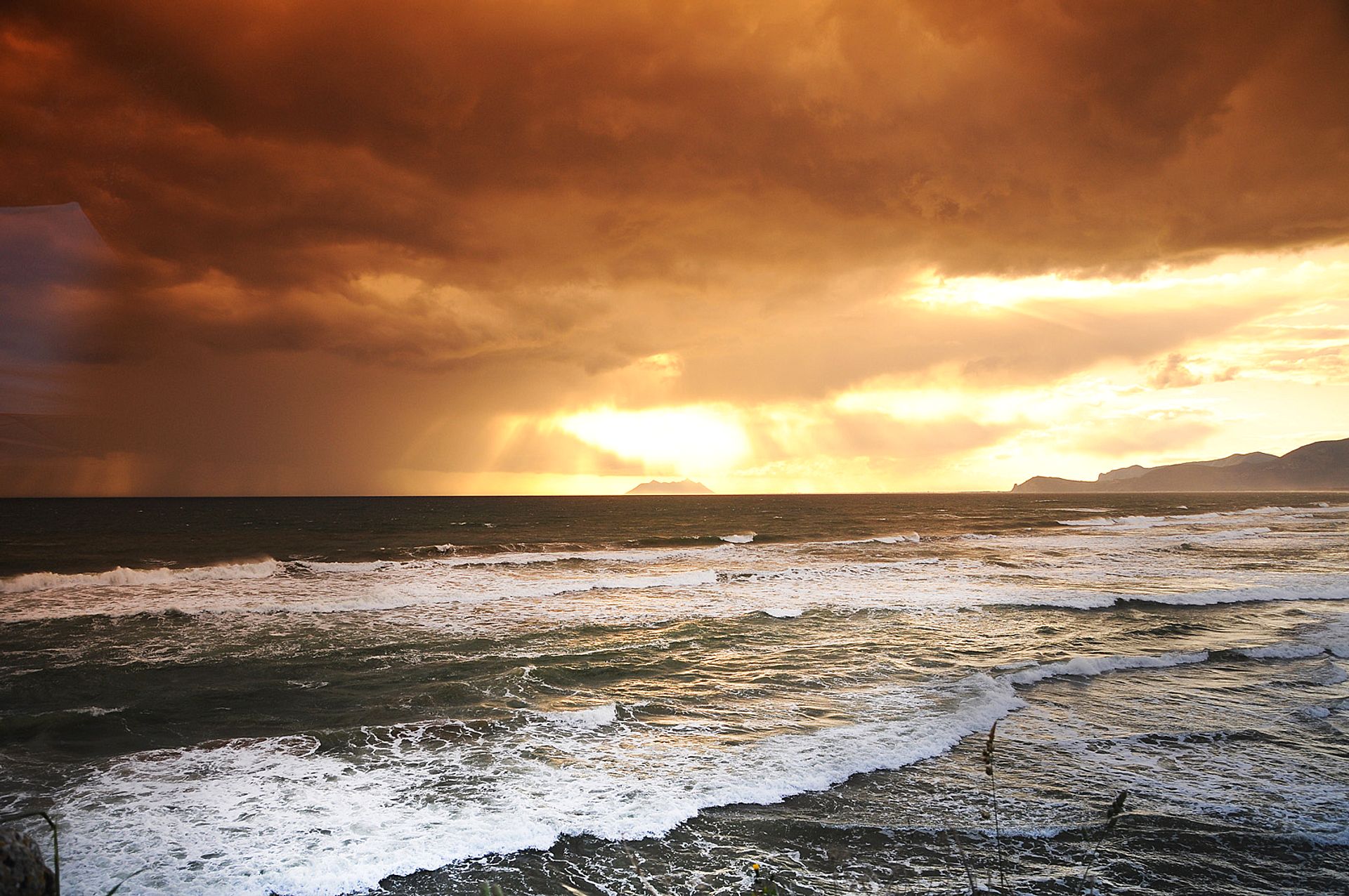 Dramatic sunset on the sea
