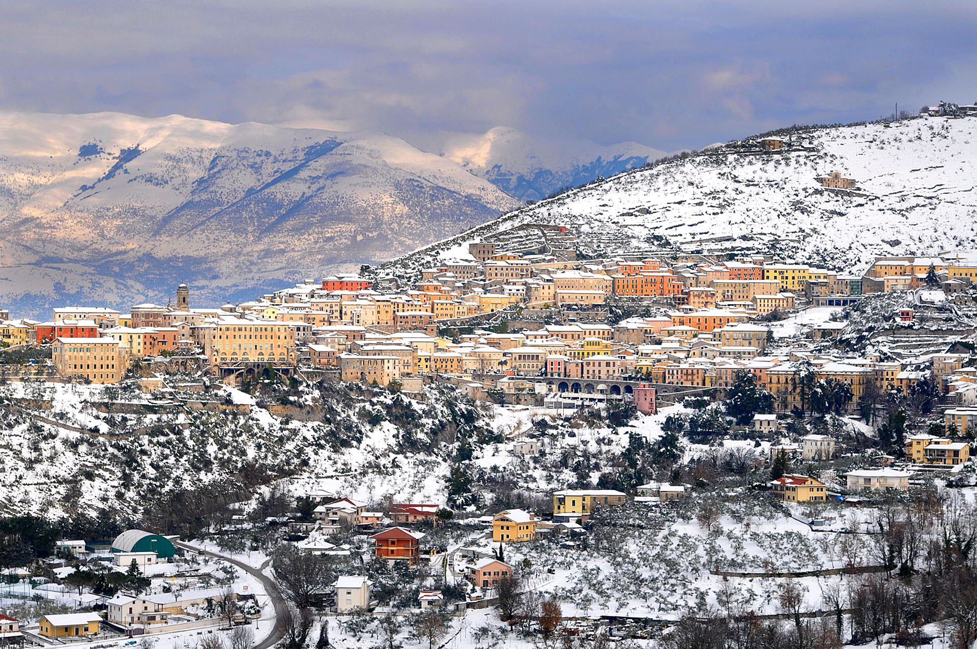 Mountain village under the snow