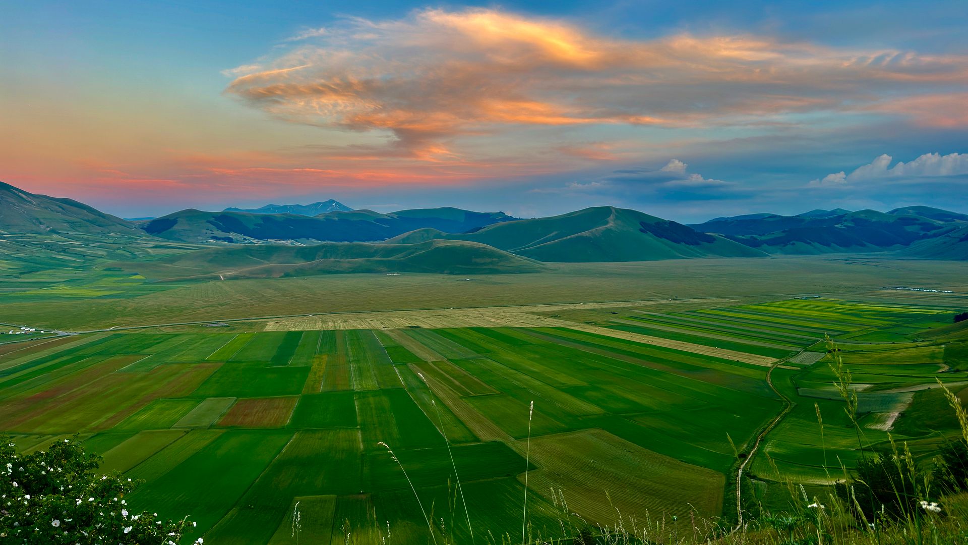 Scenic Valley Fields at Sunset